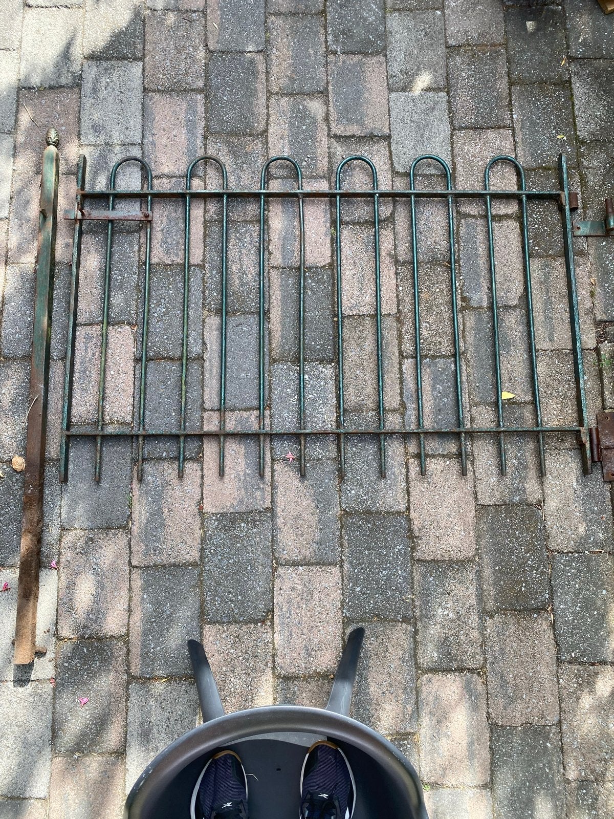 Antiek ijzeren tuinhek met poort, Ophalen, Met poort, Gebruikt, Tuinhek