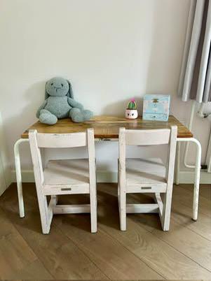 Vintage kindertafeltje (incl. stoeltjes), Ophalen, Gebruikt, Tafel(s) en Stoel(en)