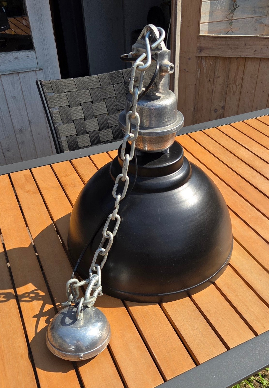 Mooie industriële hanglamp, Huis en Inrichting, Lampen | Hanglampen, Ophalen, E27 (groot), Zo goed als nieuw, Metaal