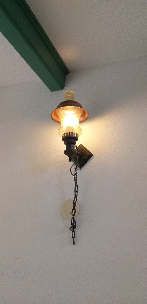 Retro / vintage wandlamp uit jaren 70, Ophalen, Gebruikt, Glas
