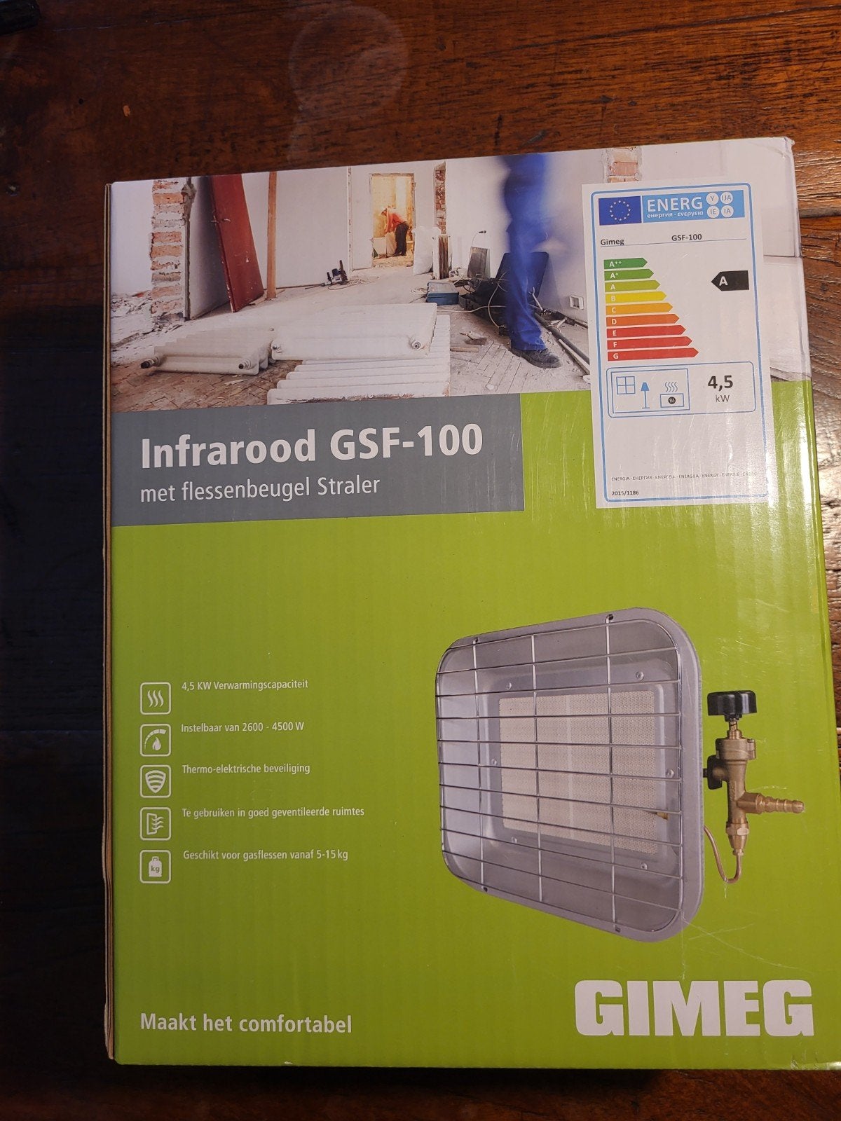 Gimeg Infrarood GSF-100 Straler met flessenbeugel, 30 tot 80 cm, Ophalen of Verzenden, 60 tot 150 cm, 800 watt of meer