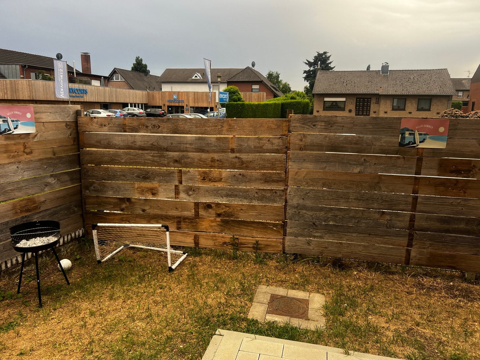 houten schutting met palen en paalhouders, Ophalen, 6 meter of meer, Hout, 1 tot 2 meter