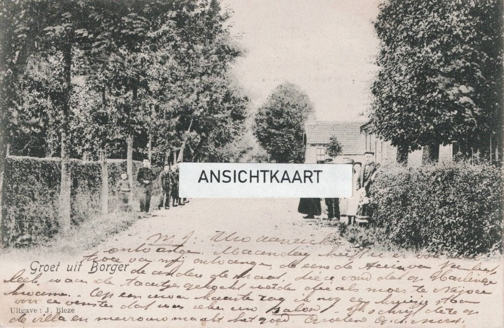 Ansichtkaart Borger - Drenthe - fraai dorpsbeeld 1904, Ophalen of Verzenden, Voor 1920, Gelopen, Drenthe