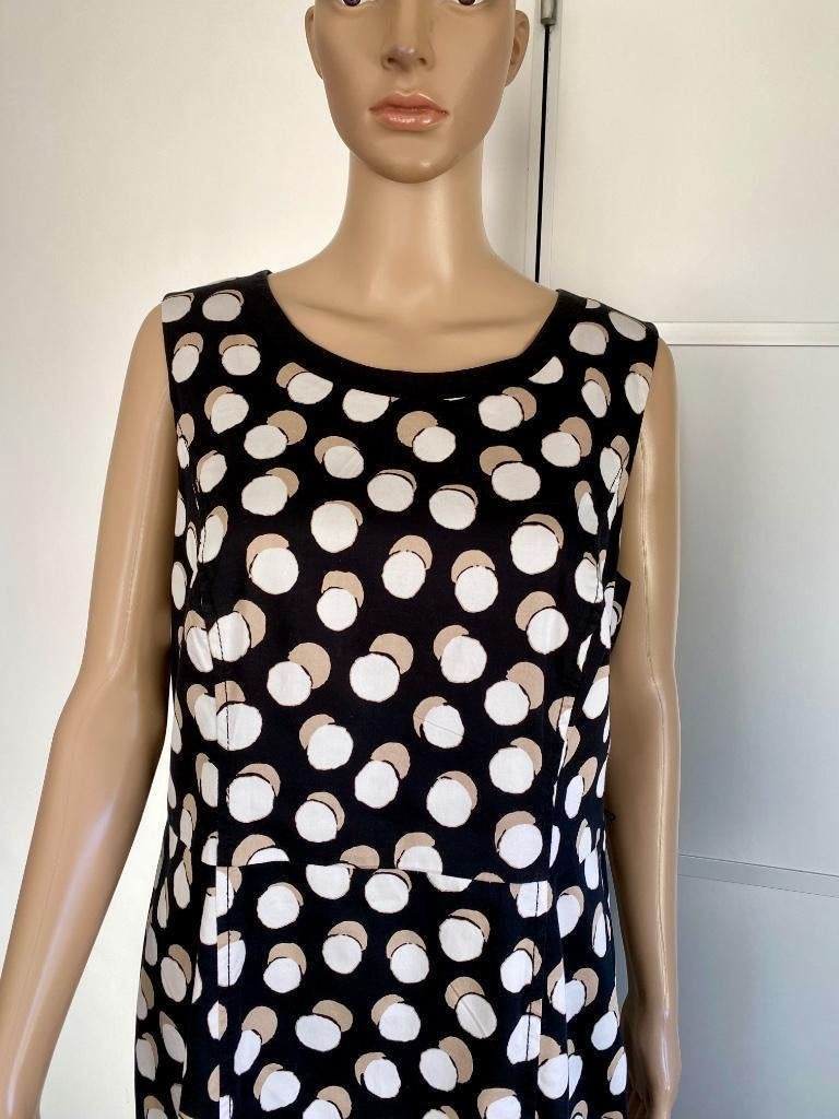 i391 Gerry Weber maat 42=L jurk jurkje zwart/wit/beige, Kleding | Dames, Zwart, Maat 42/44 (L), Ophalen of Verzenden, Zo goed als nieuw