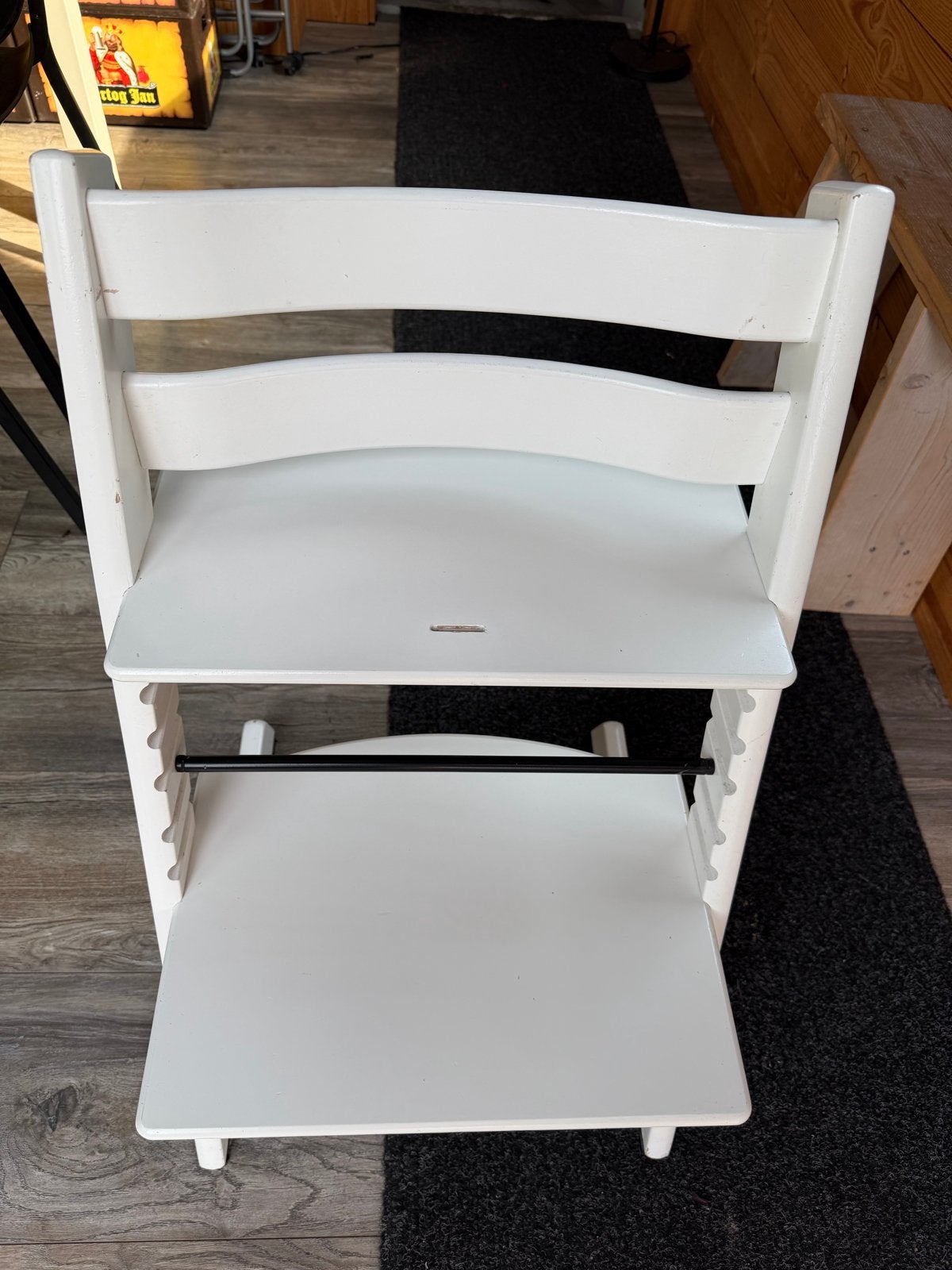 Stokke Tripp Trapp kinderstoel met baby set en kussen, Ophalen, Gebruikt, Meegroeistoel, Gordel(s)
