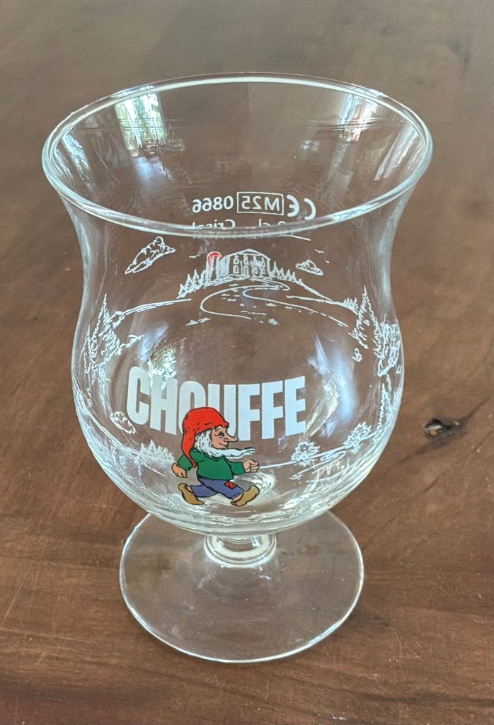 Duvel glas, glazen, 1x La Chouffe proefglaasje, Ophalen of Verzenden, Gebruikt, Glas of Glazen, Duvel