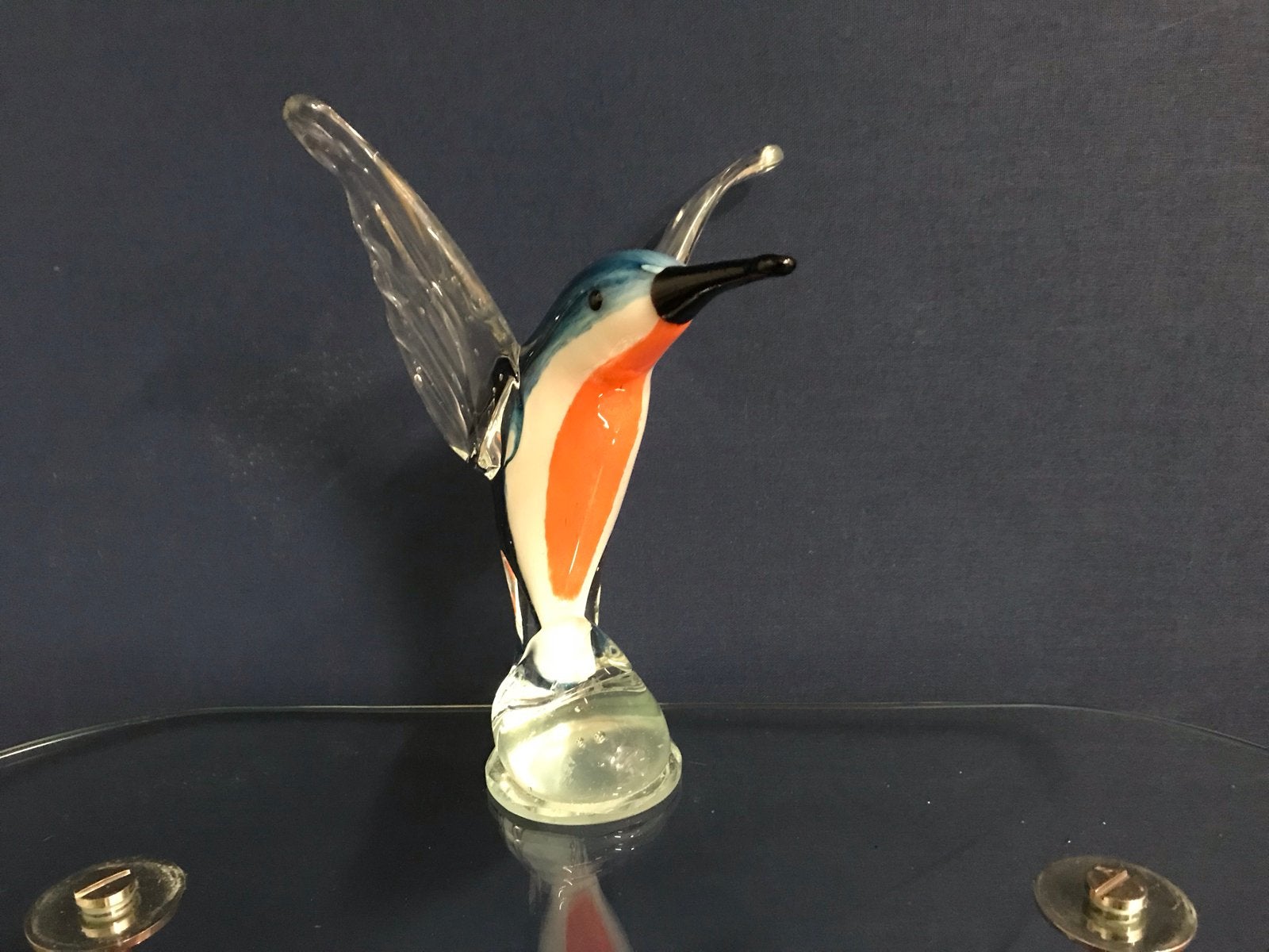 Prachtige handgemaakte glazen ijsvogel - 20 cm hoog, Glas, Ophalen of Verzenden, Handgemaakt, 20 - 50 cm