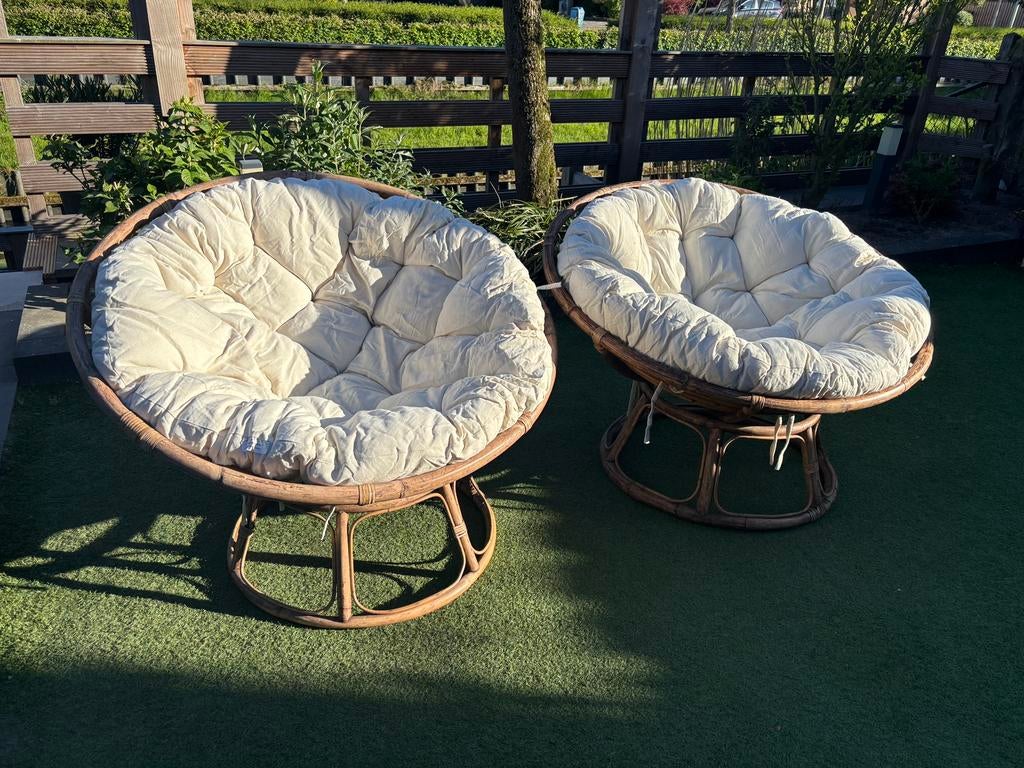 Papasan Loungestoel - 2 stuks, Rotan, Zo goed als nieuw, Loungeset, Ophalen