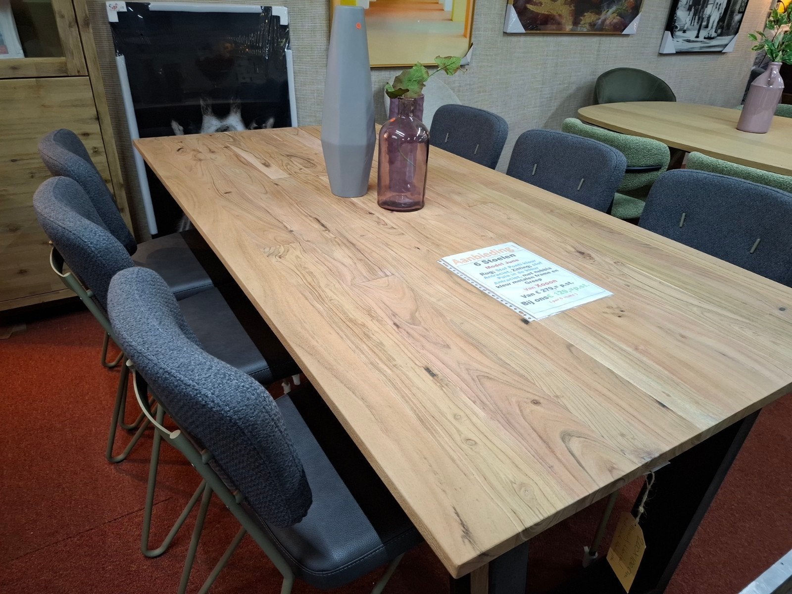 Nieuwe Tafel 200 x 100 cm. Massief Kikar hout, Makalu H@H, Ophalen, Nieuw, 50 tot 100 cm, Vijf personen of meer