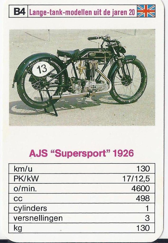 M8 motorkaartje ajs supersport 1926 ( b4), Ophalen of Verzenden, Zo goed als nieuw, Motoren