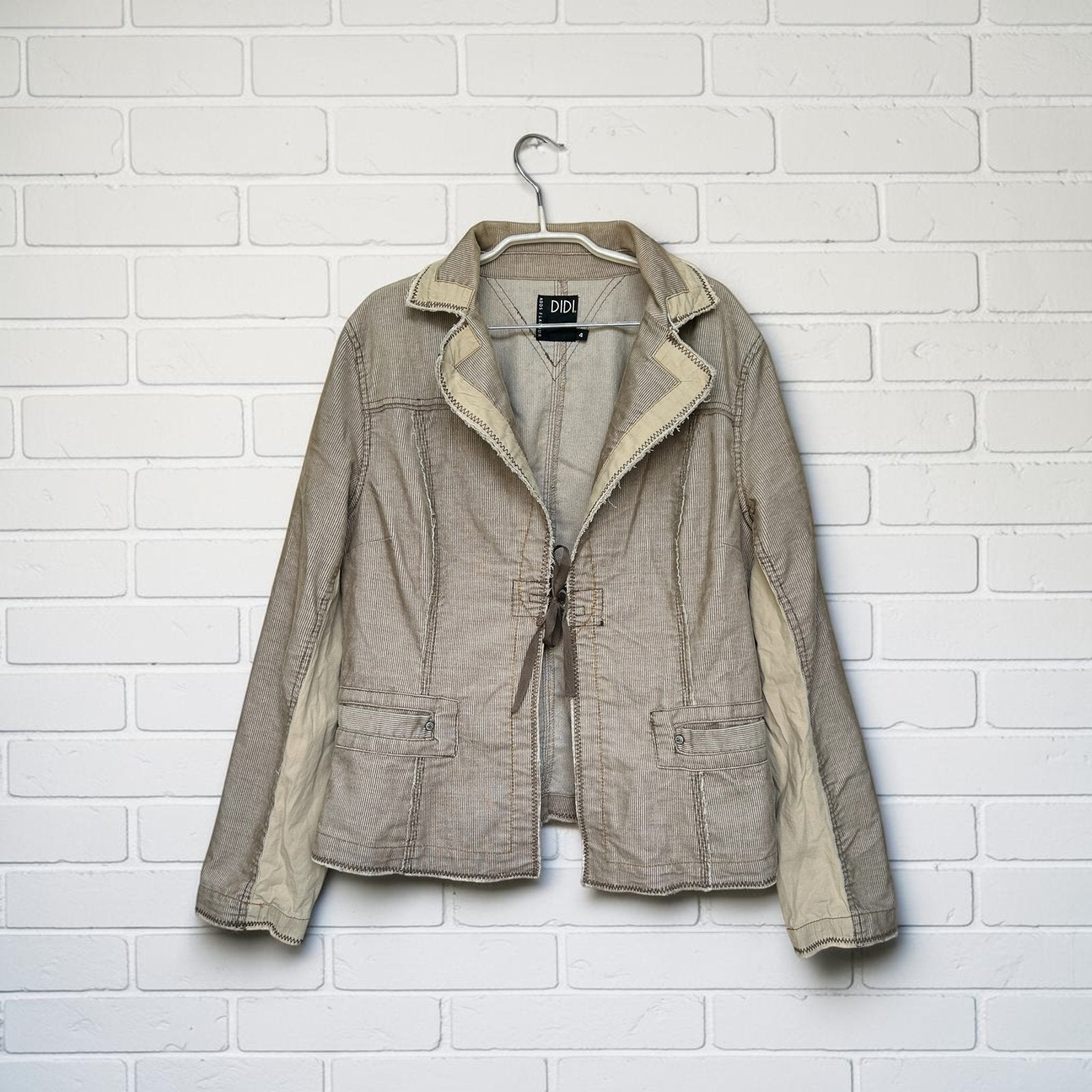 Didi Blazer Mt 4 Beige Bruin Spijkerstof Corduroy Distressed, D, Verzenden, Beige, Maat 42/44 (L)