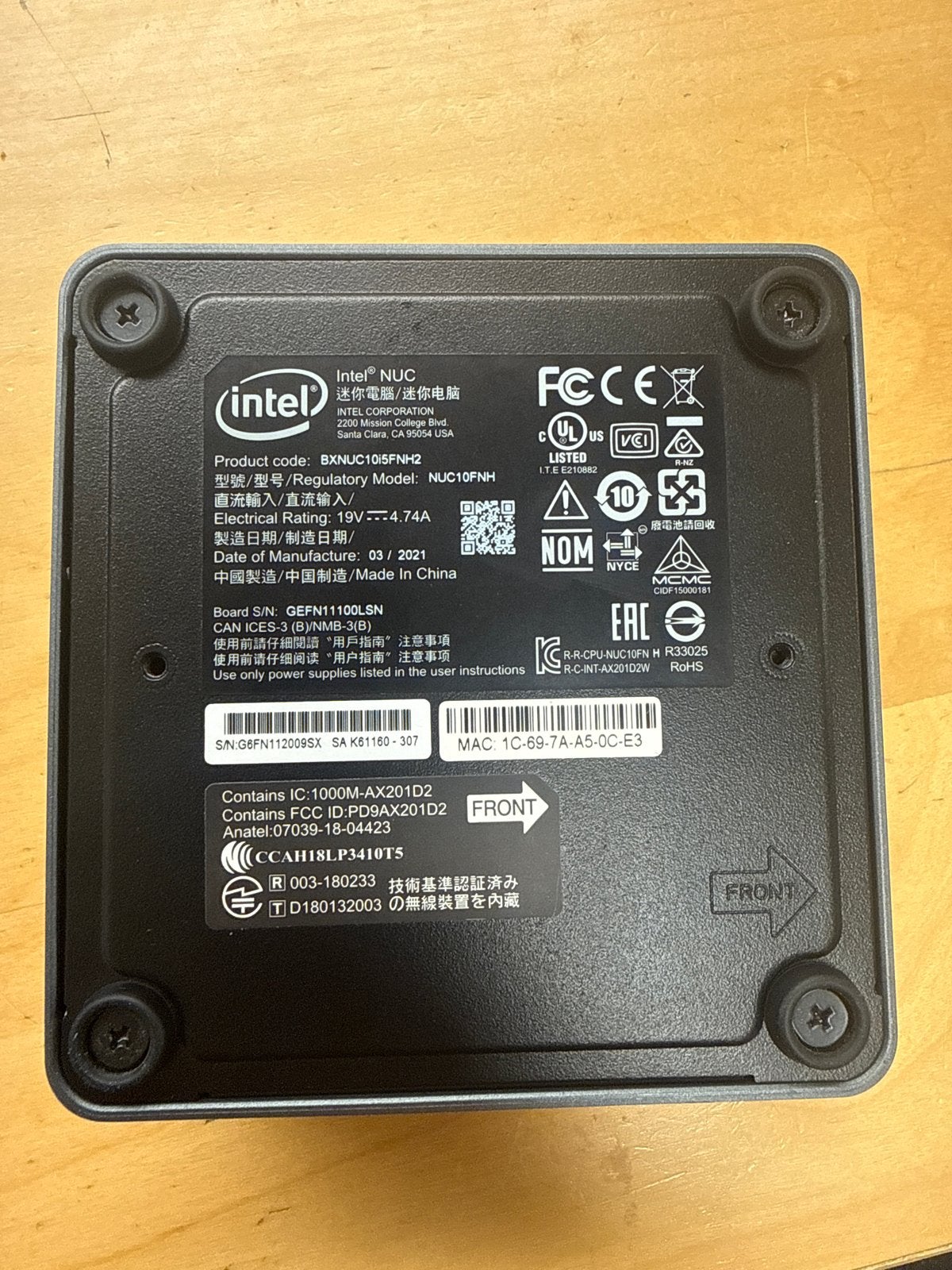 Intel NUC met defect moederbord - voor onderdelen/reparatie, Ophalen of Verzenden, Niet werkend, Minder dan 4 GB, Onbekend