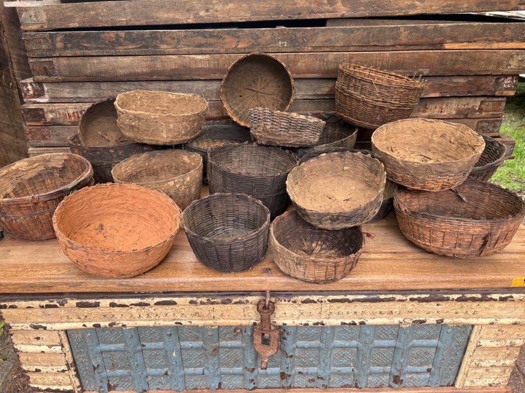 20 oude leemmanden voor € 30!!, Gebruikt, Mand, Rond, Ophalen of Verzenden