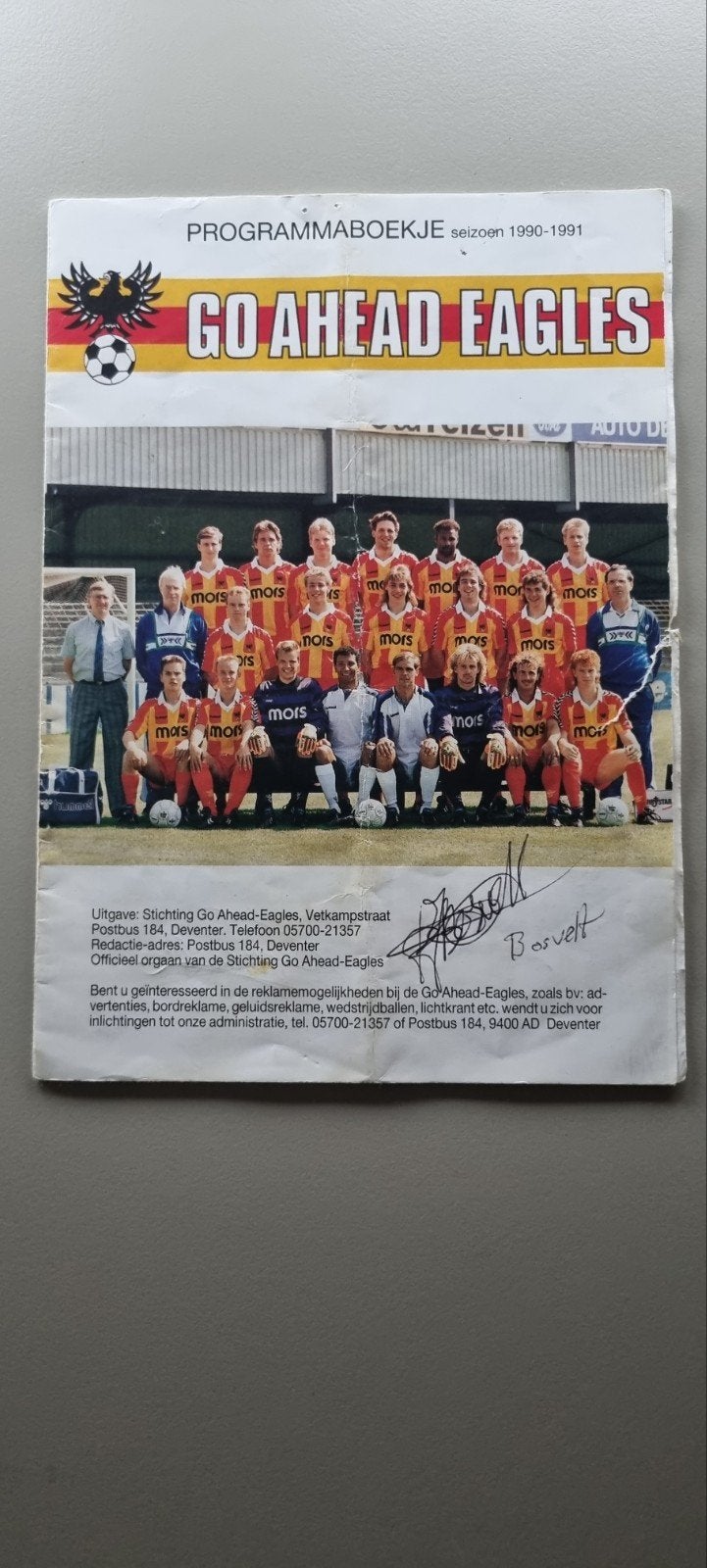 Programmaboekje Go Ahead Eagles + Handtekening Paul Bosvelt, Ophalen of Verzenden, Gebruikt, Overige binnenlandse clubs, Boek of Tijdschrift