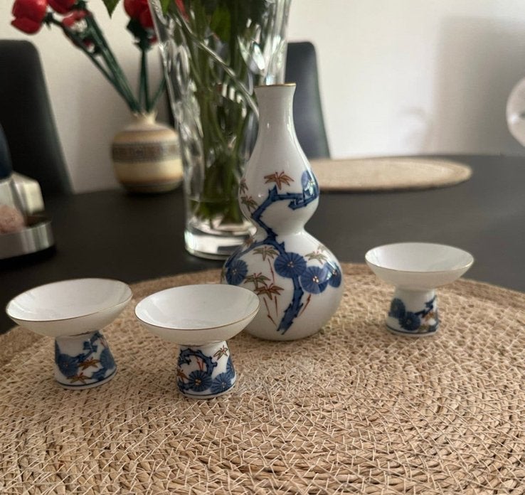 Vintage Japanse Sake Set - Karaf en 3 Kopjes nieuw!, Ophalen of Verzenden