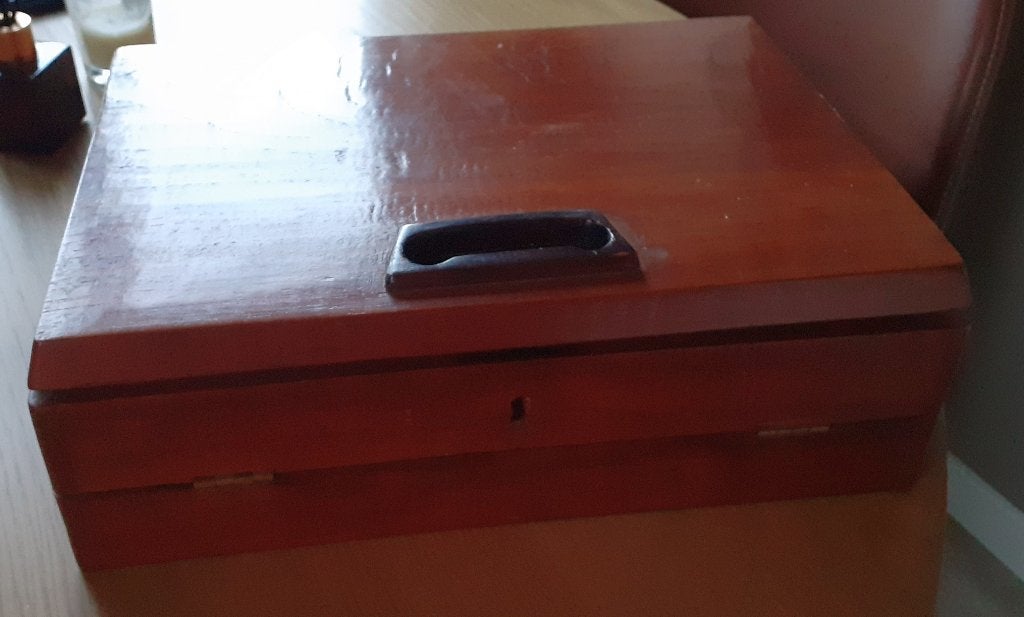 Schrijfkistje - Voorloper van de laptop!!, Huis en Inrichting, Woonaccessoires | Kisten, Ophalen, Minder dan 50 cm, Teakhout, Zo goed als nieuw