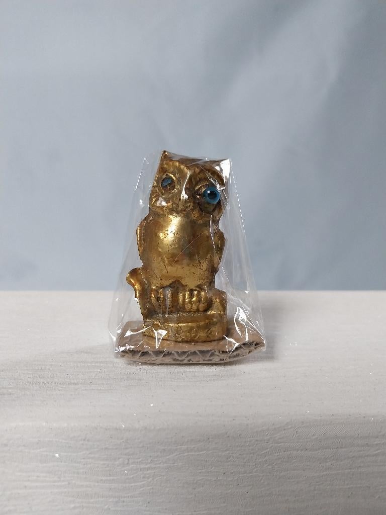 Antieke/vintage bronzen/messing/geelkoper uiltje, Ophalen of Verzenden, Brons