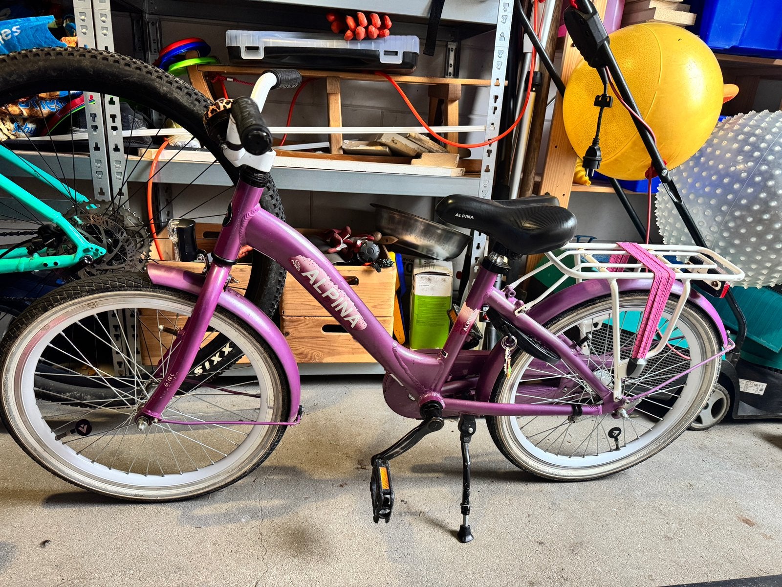 Kinderfiets 20 inch Alpina girlpower paars, in goede staat, Ophalen, Gebruikt, Terugtraprem, 20 inch