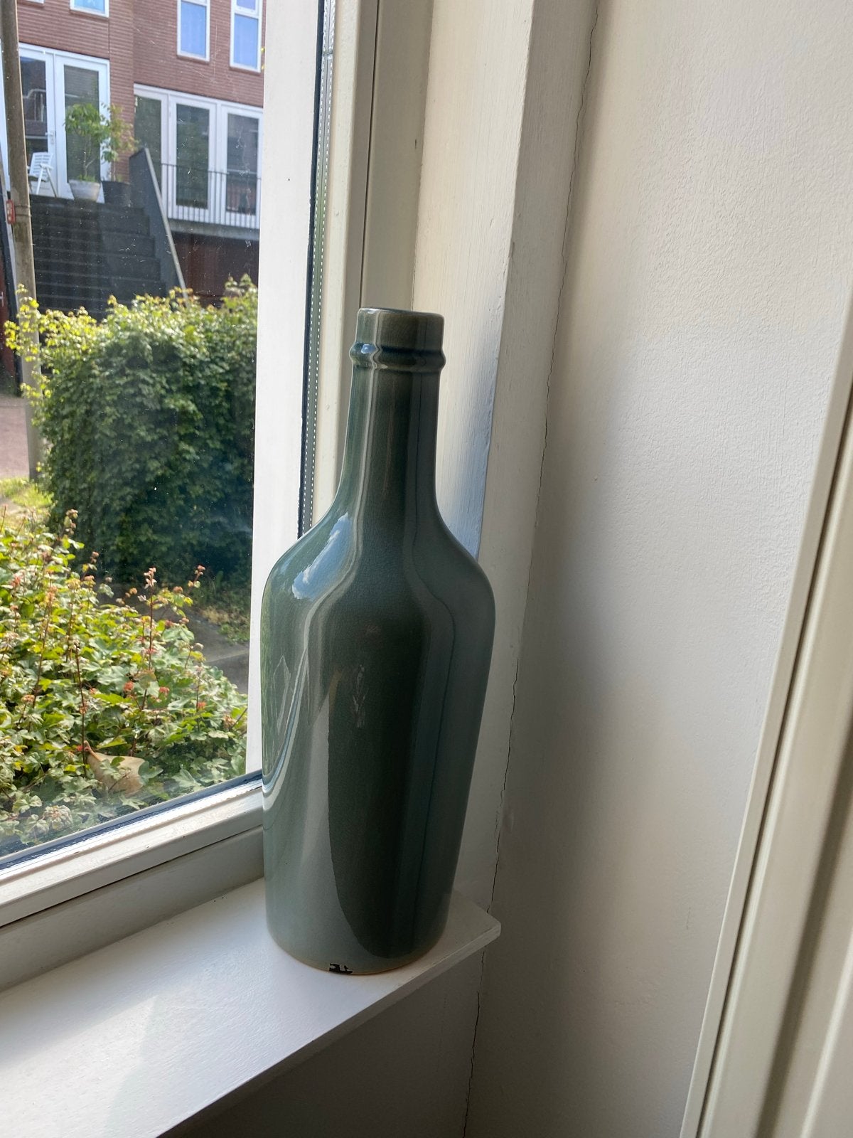 Groene keramische flesvaas - Decoratieve fles, Ophalen