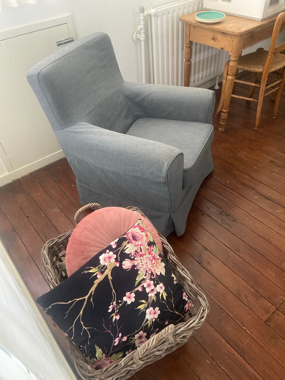 3 grijze stoelhoezen voor jennylund ikea fauteuil, Ophalen of Verzenden, Gebruikt, Stof