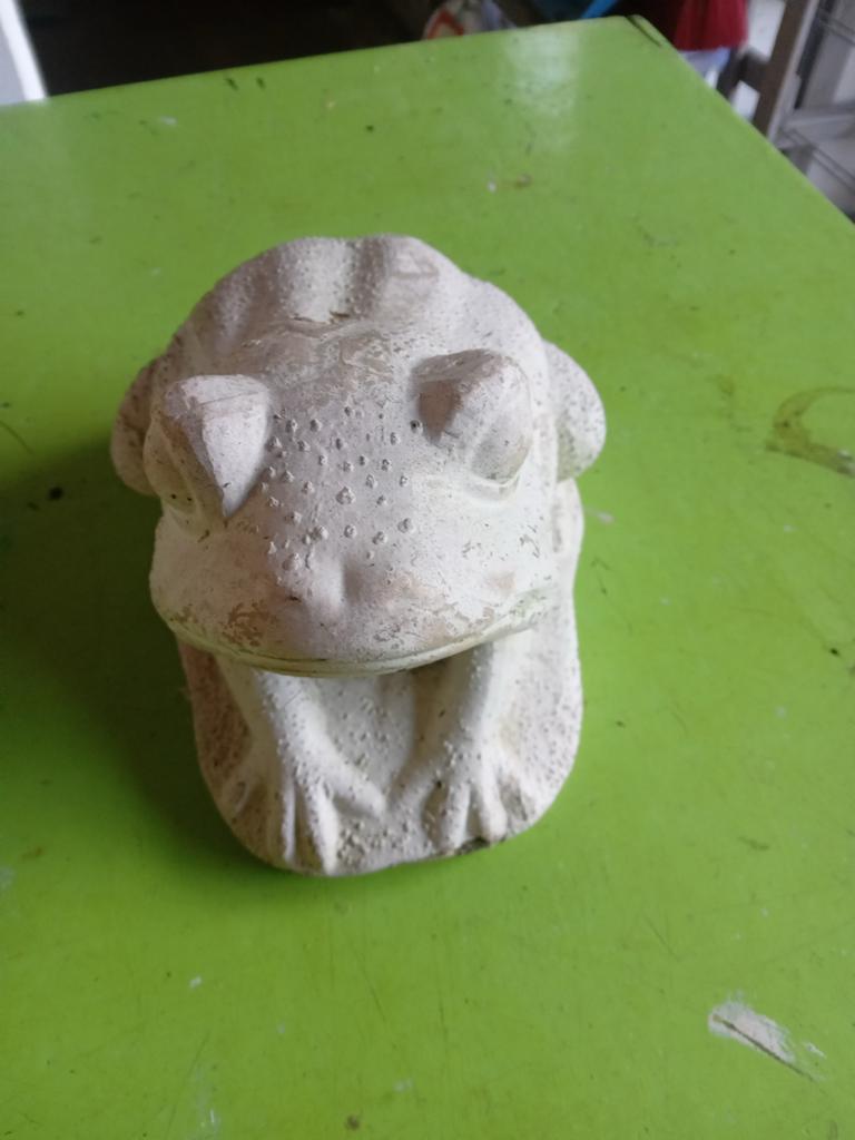 Decoratieve Kikker Beeldje van Steen, Ophalen, Gebruikt, Steen, Dierenbeeld