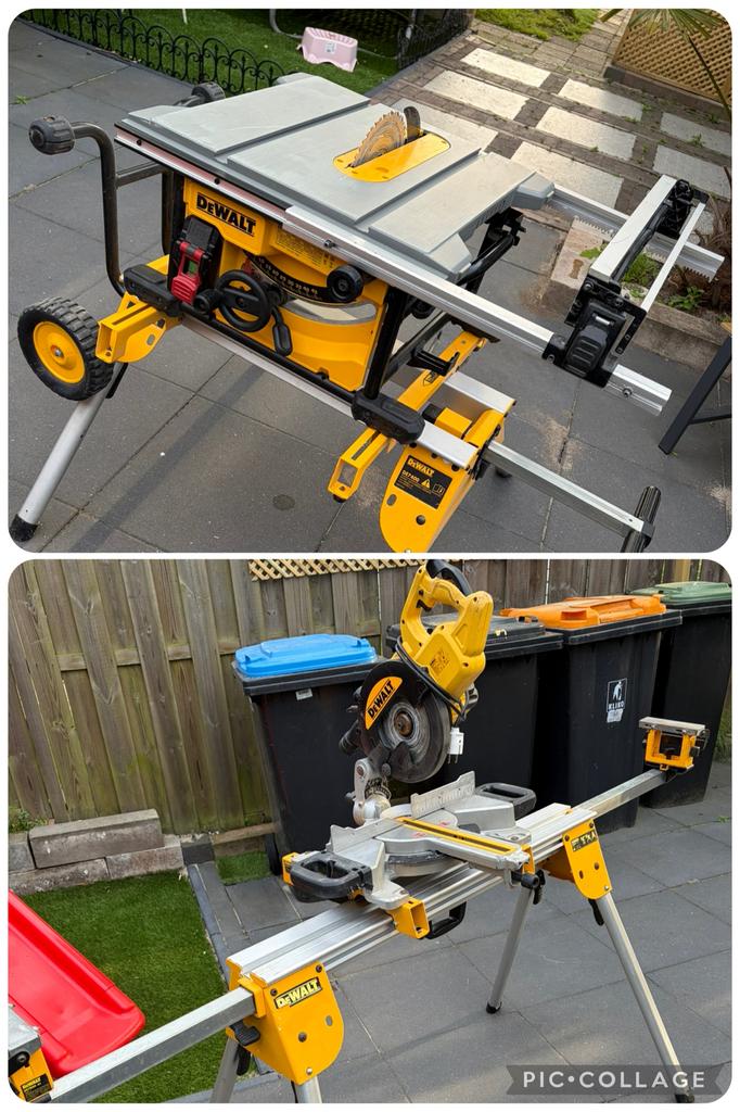 DeWalt Zaagtafel Met Afkortzaag en onderstellen. Goede staat, Ophalen, 70 mm of meer, Zo goed als nieuw, Afkortzaag