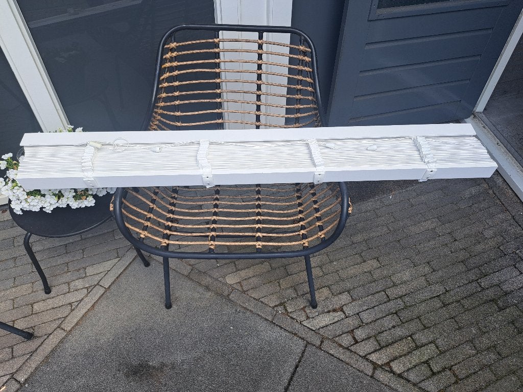 2 Witte houten (50 mm) jaloezieën 140 cm breed te koop, Huis en Inrichting, Ophalen, Jaloezie, Overige merken, Wit