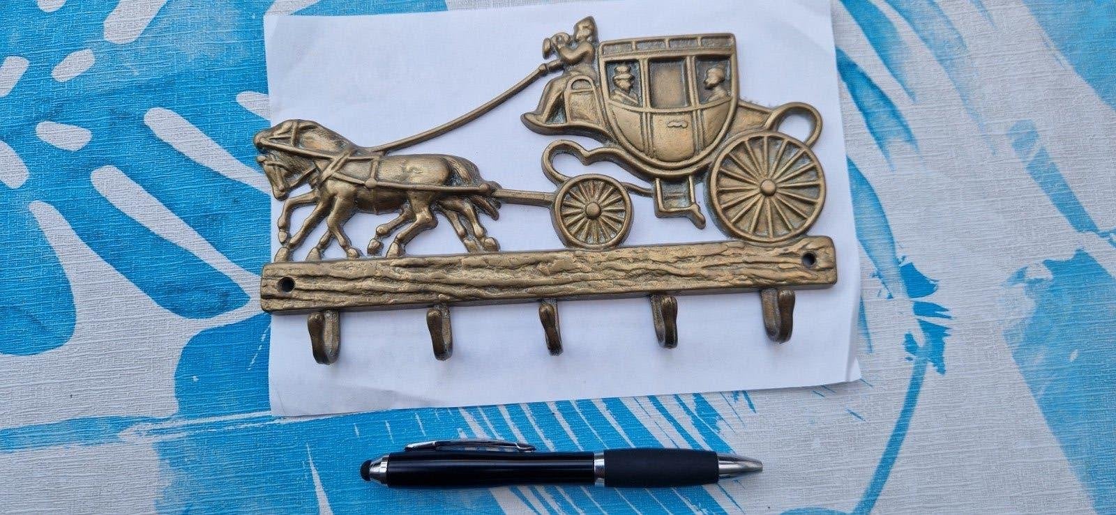 Antieke Messing Kapstok met Paard en Wagen, Ophalen of Verzenden
