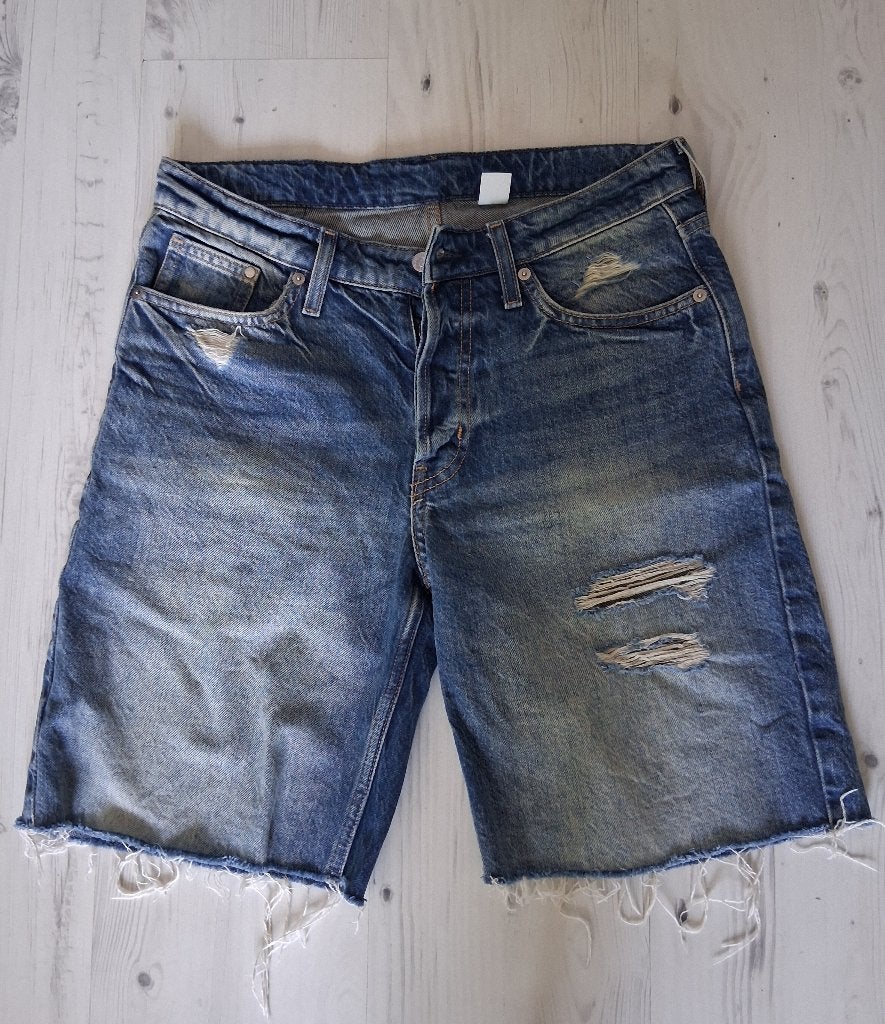 Baggy jeans short dames maat 36, H&M, Kort, Blauw, Ophalen of Verzenden