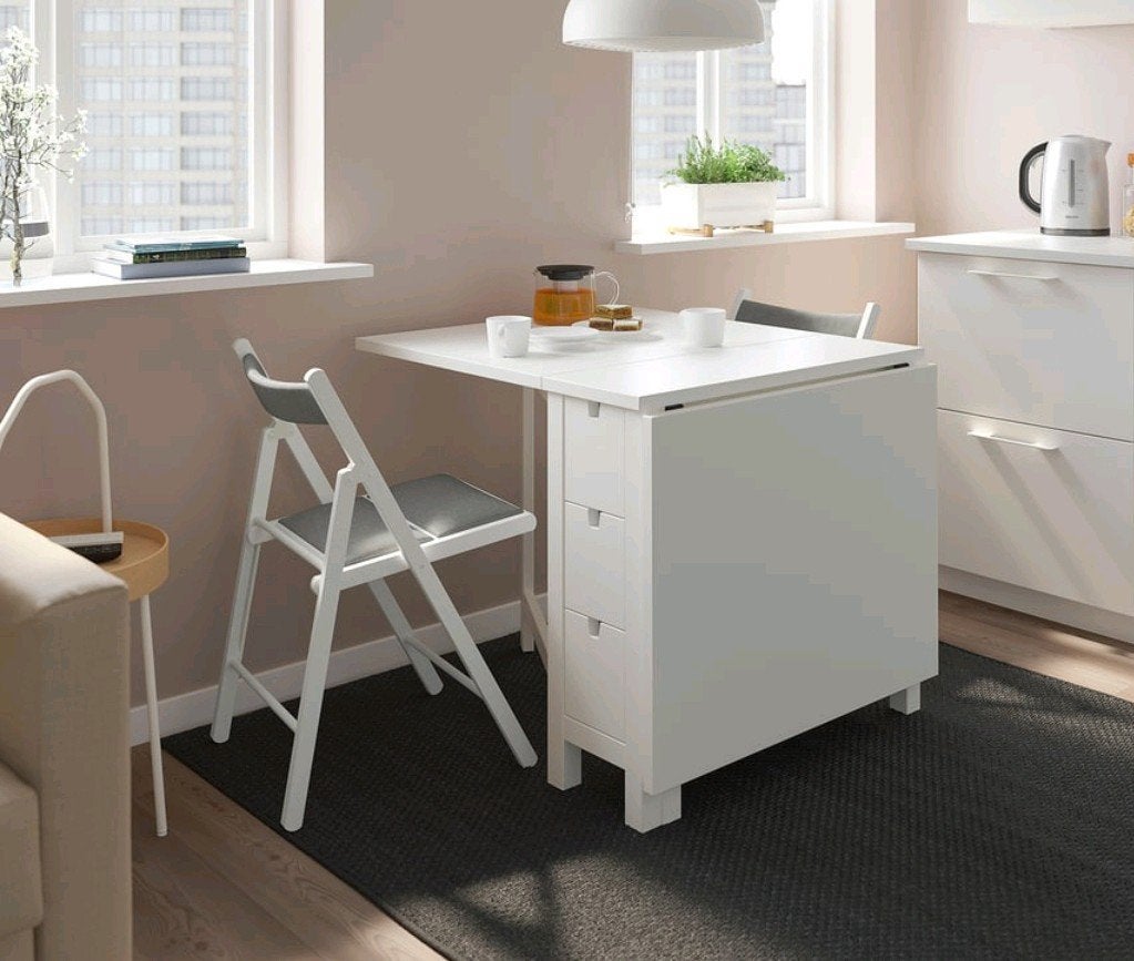 Studenten opgelet:Inklapbare ikea tafel Norden,met 6 lades!, Ophalen, Rechthoekig, 100 tot 150 cm, 50 tot 100 cm