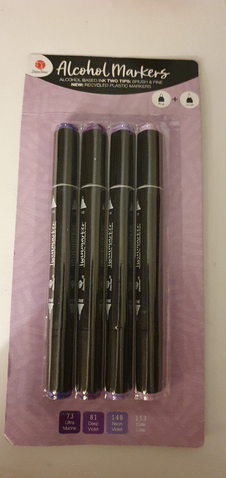 DecoTime Alcohol Markers - 4 Stiften - Paars Tinten, Hobby en Vrije tijd, Tekenen, Verzenden, Nieuw, Potlood of Stift