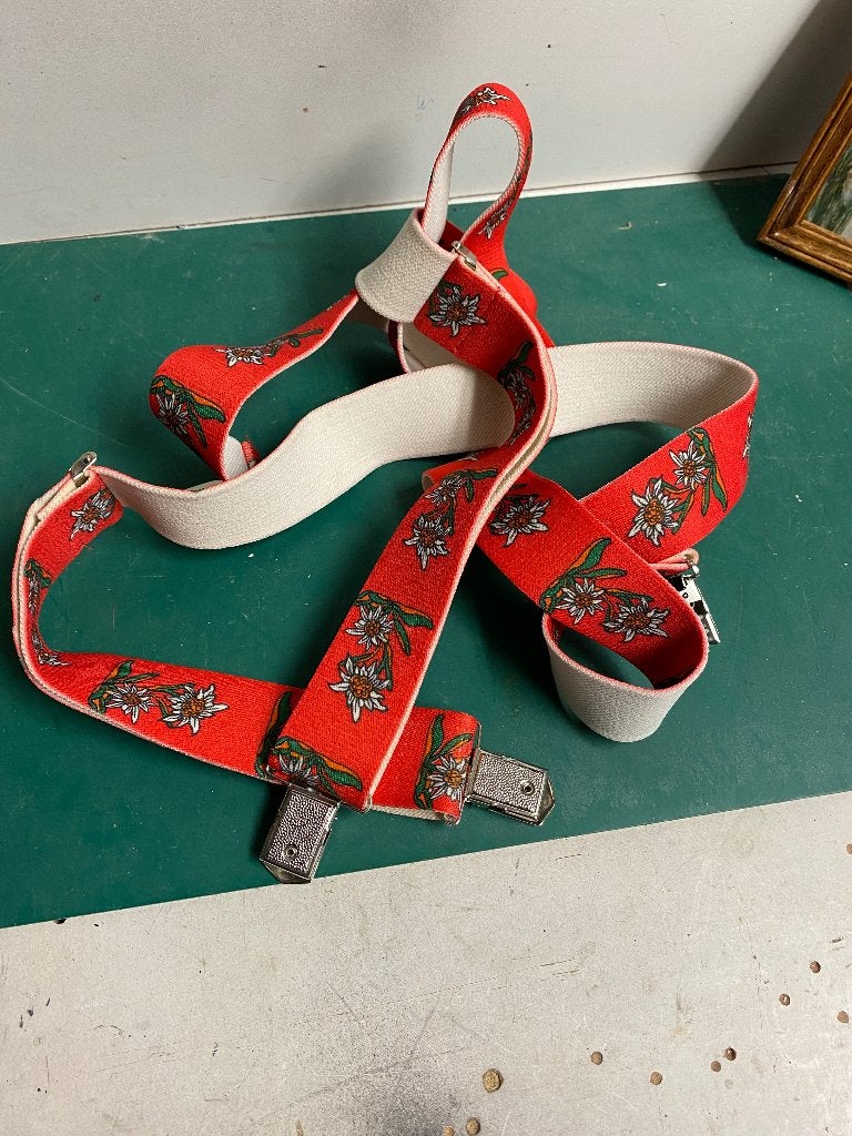 Vintage Edelweiss Bretels - Rood met Bloemenprint, Onbekend, Ophalen of Verzenden, Zo goed als nieuw, 115 cm of meer