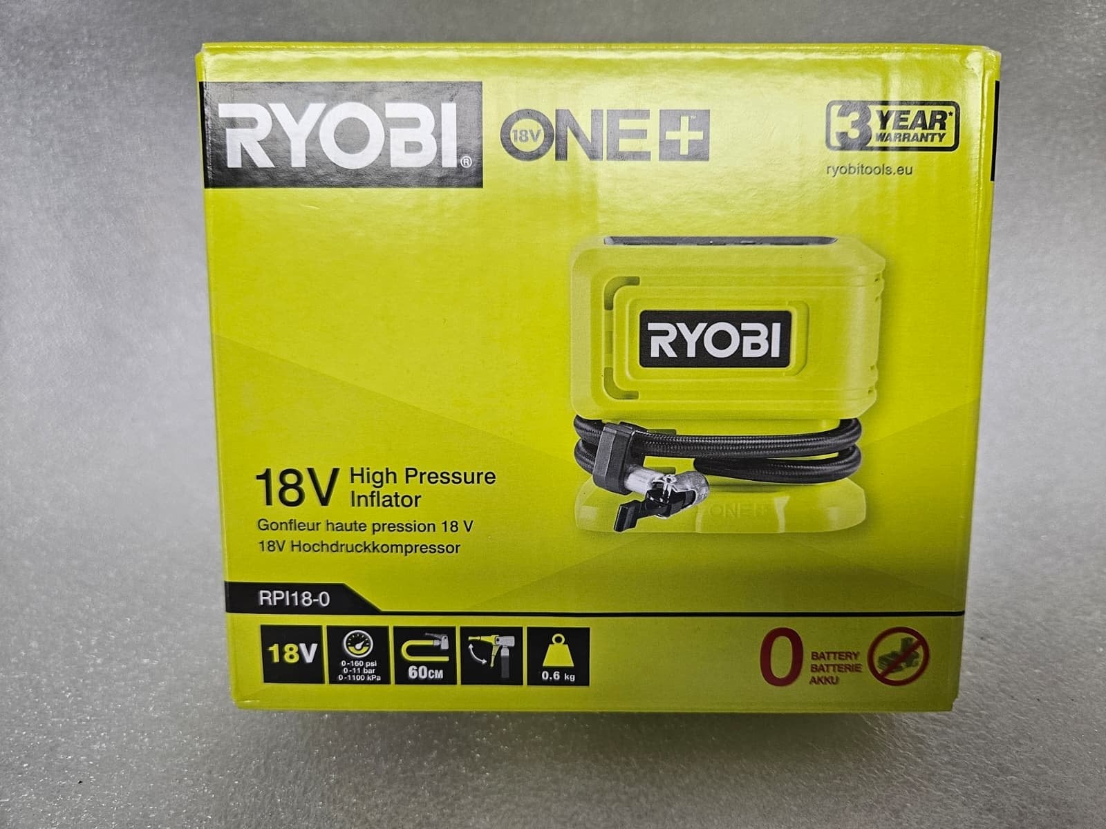 Ryobi ONE+ 18V Hogedruk Inflator RPI18-0, 10 bar of meer, Nieuw, Ophalen of Verzenden, Minder dan 200 liter/min