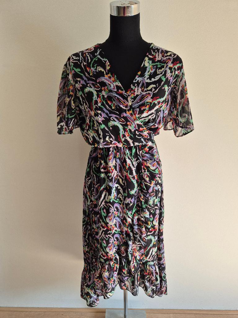 J510 - Fleurige lange Flamant Rose jurk maat M (1), Kleding | Dames, Jurken, Maat 38/40 (M), Ophalen of Verzenden, Zo goed als nieuw