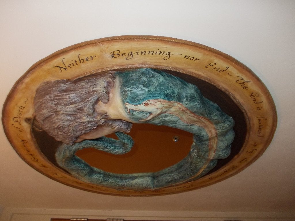 Spiegel met slangenkunstwerk (Donna Demente), 86 cm, Hout, Wanddecoratie, Ophalen of Verzenden