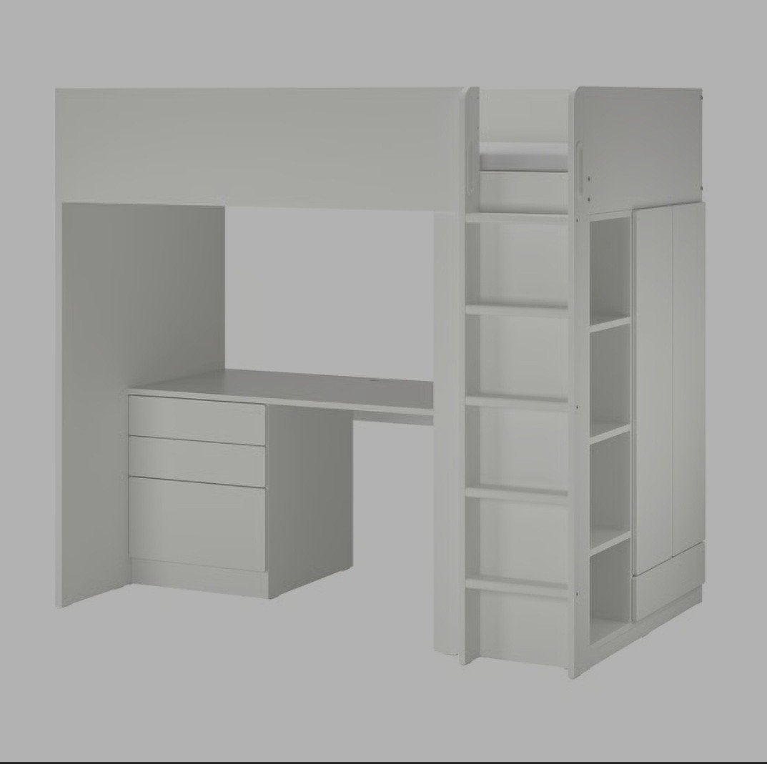 IKEA Småstad Hoogslaper met bureau en opbergruimte, Gebruikt, Eenpersoons, Ophalen of Verzenden, 200 cm