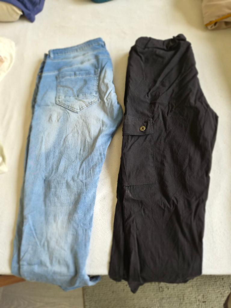 1 spijkerbroek en 1 worker, Kleding | Dames, Ophalen, Blauw, Maat 46/48 (XL) of groter, Zo goed als nieuw