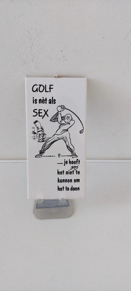 Grappig tegeltje wand tegel bord bordje Golf is net als, Huis en Inrichting, Eu, Met ophangmogelijkheid, Eu, Ophalen of Verzenden
