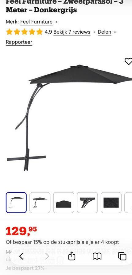 Nieuw parasol in doos, Tuin en Terras, Ophalen of Verzenden, Zo goed als nieuw