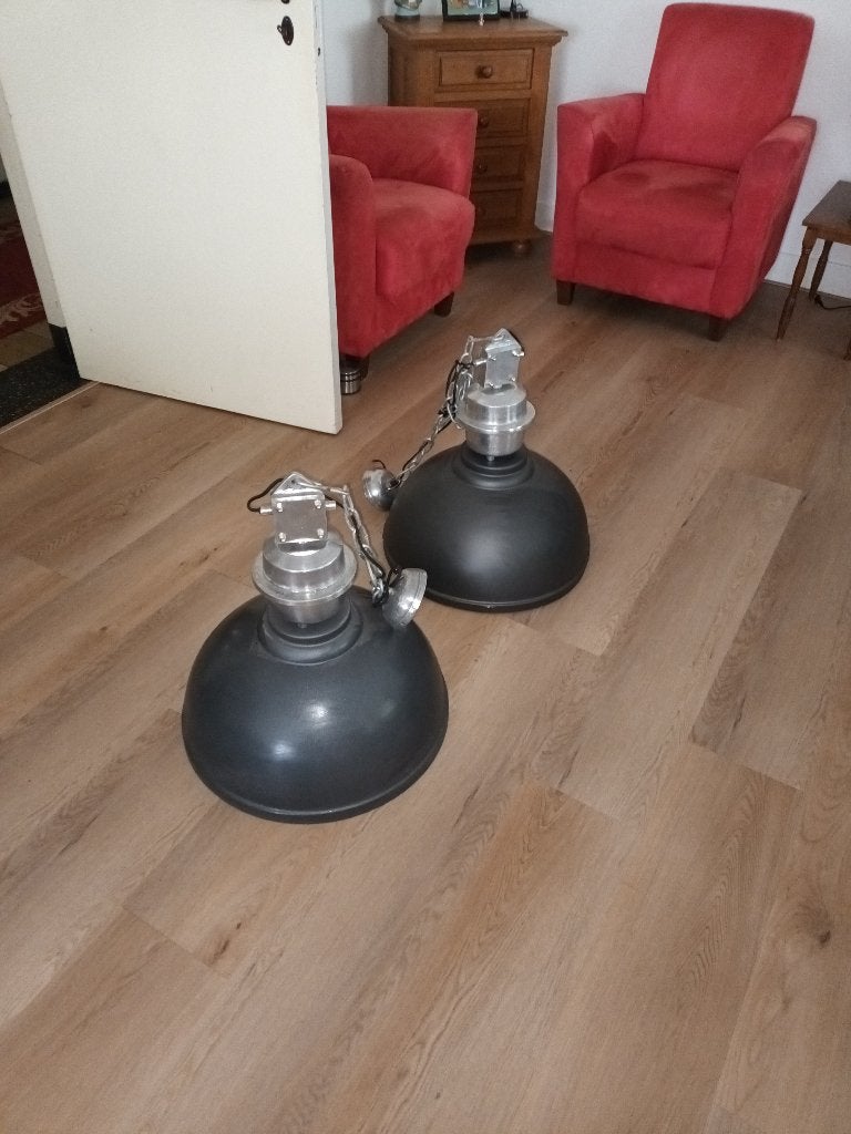 Industrielamp staal, Huis en Inrichting, Lampen | Hanglampen, Ophalen, Gebruikt, Minder dan 50 cm