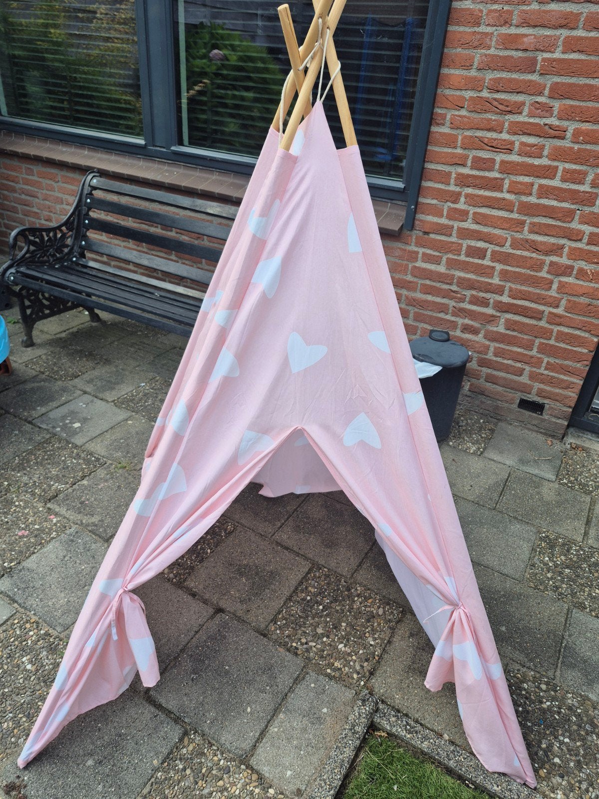 Roze tipi tent met hartjes voor kinderen, Ophalen of Verzenden, Gebruikt