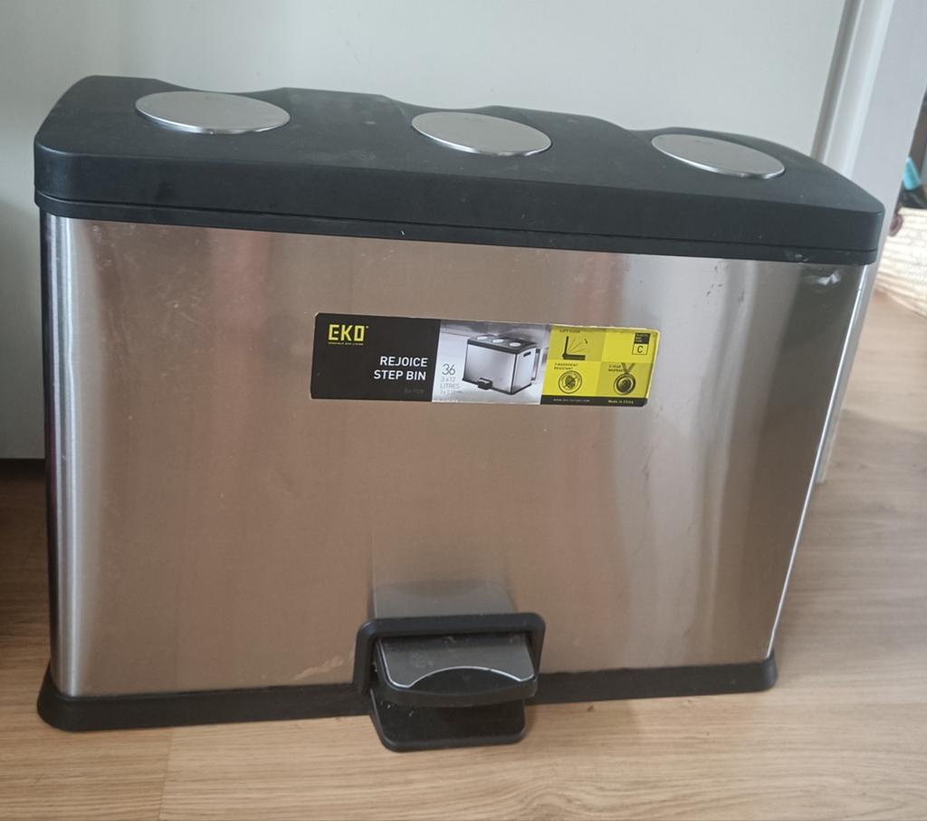 Driedelige prullenbak van EKO 3x 12 liter, Ophalen, Gebruikt, 50 tot 100 cm, Minder dan 100 cm