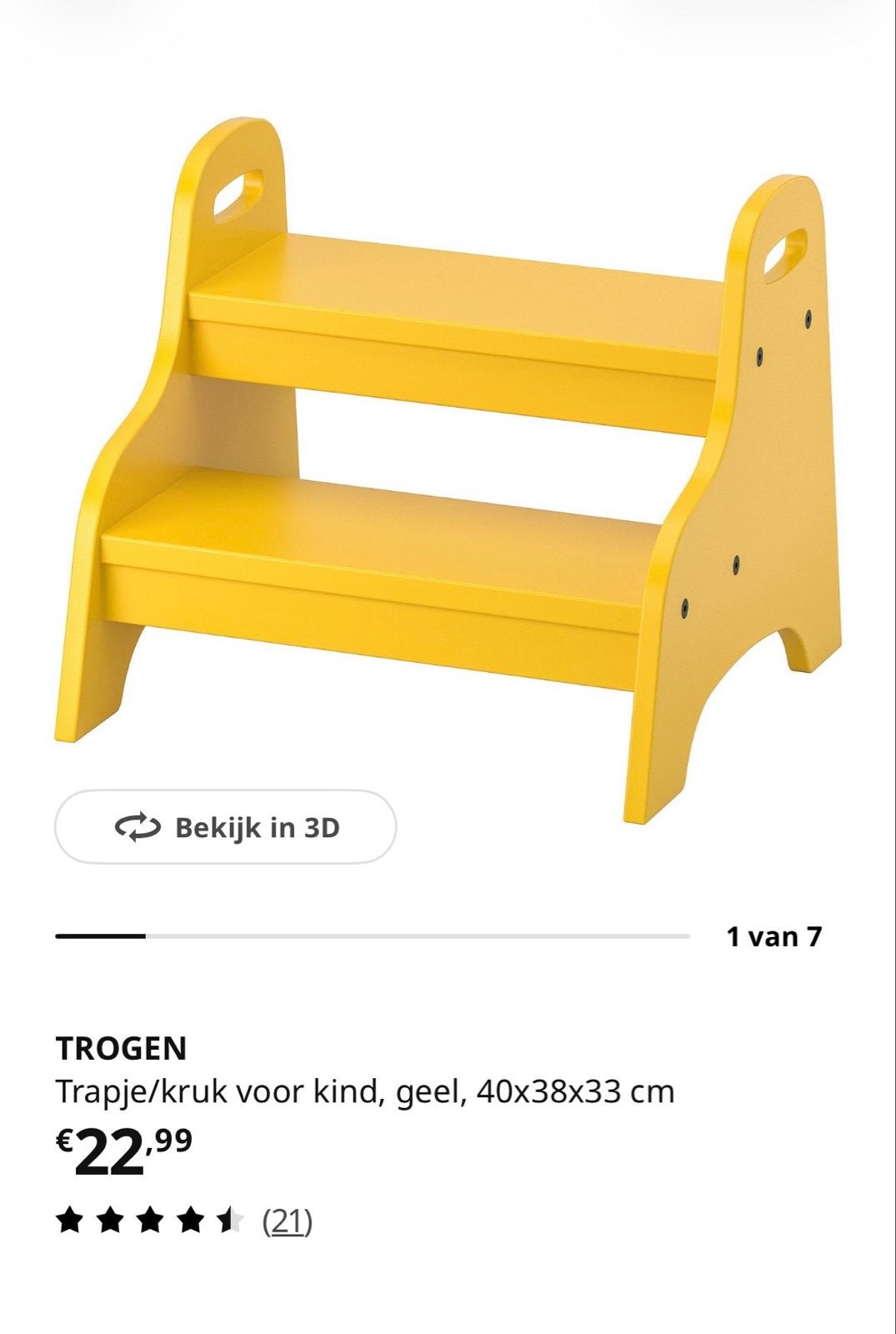 IKEA TROGEN Trapje/kruk voor kind, geel, Ophalen, Zo goed als nieuw, Hout