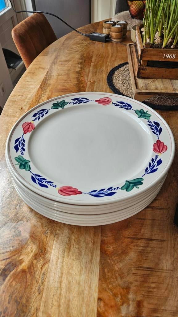 10x Boerenbont pannenkoek borden 32,5cm doorsnee, Ophalen of Verzenden, Zo goed als nieuw, Bord(en), Aardewerk