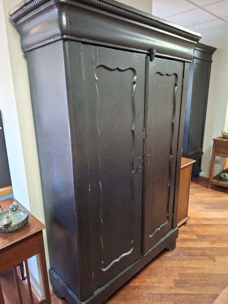 Zwarte Biedemeierkast, Ophalen, Gebruikt, 100 tot 150 cm, Grenenhout