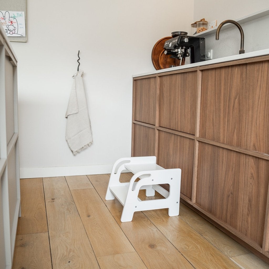 Houten opstapje - krukje wit NIEUW, Ophalen, Jindl, Info@jindl.nl, Nieuw
