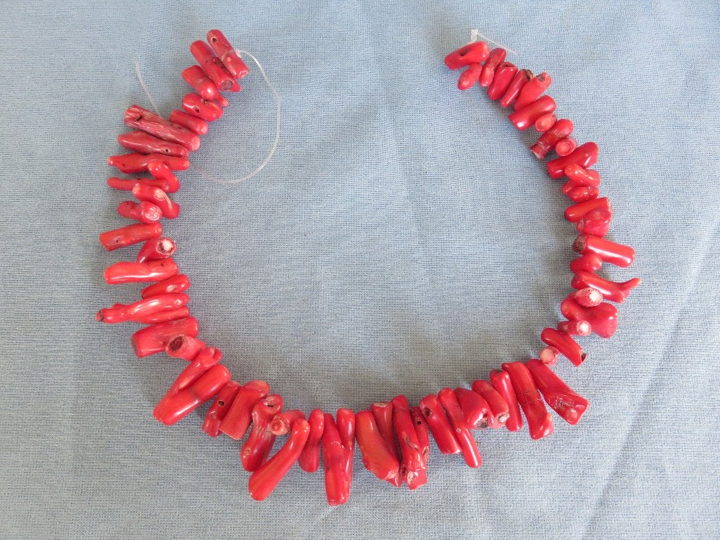 Bamboe koraal ketting met koraal takken kralen, Ophalen of Verzenden, Zo goed als nieuw, Rood, Steen of Mineraal