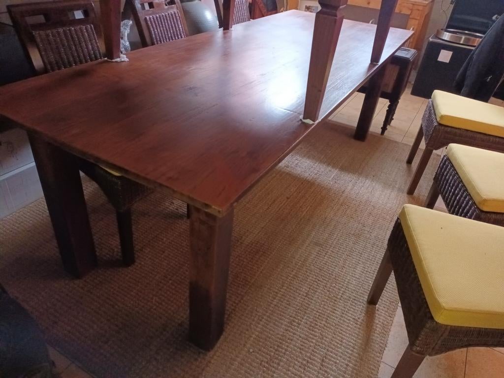 Mooie Donkere Eettafel met 6 Stoelen. (Ook Los te Koop), Ophalen, Gebruikt, 6 tot 8 stoelen