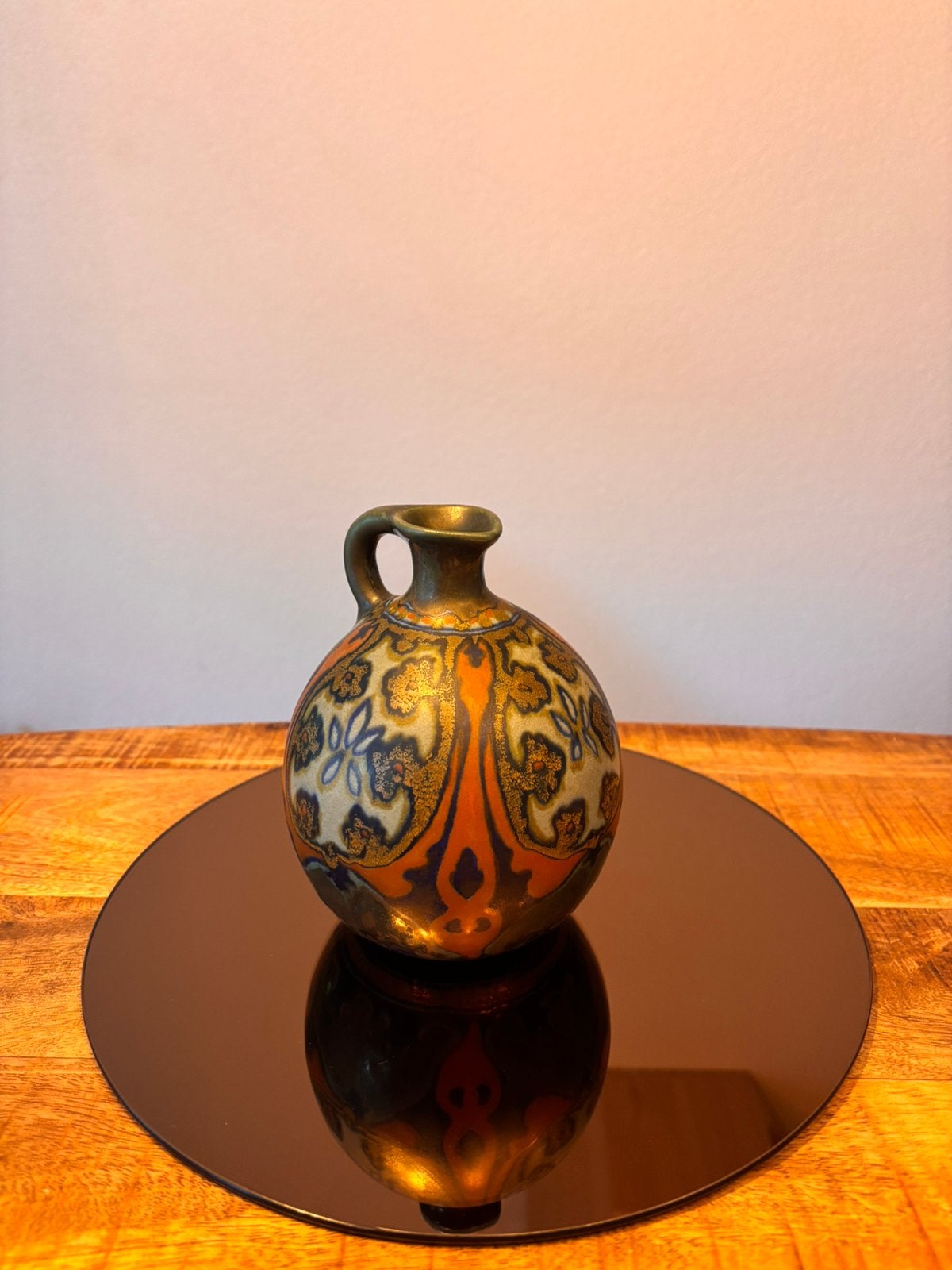 Gouds plateel vaasje/kruik mat, Ophalen