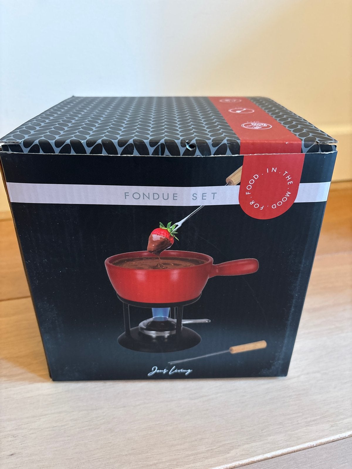 Jens Living chocolade kaas fondue set rood 4p keramiek, Ophalen of Verzenden, Nieuw, Brander, Fondueset